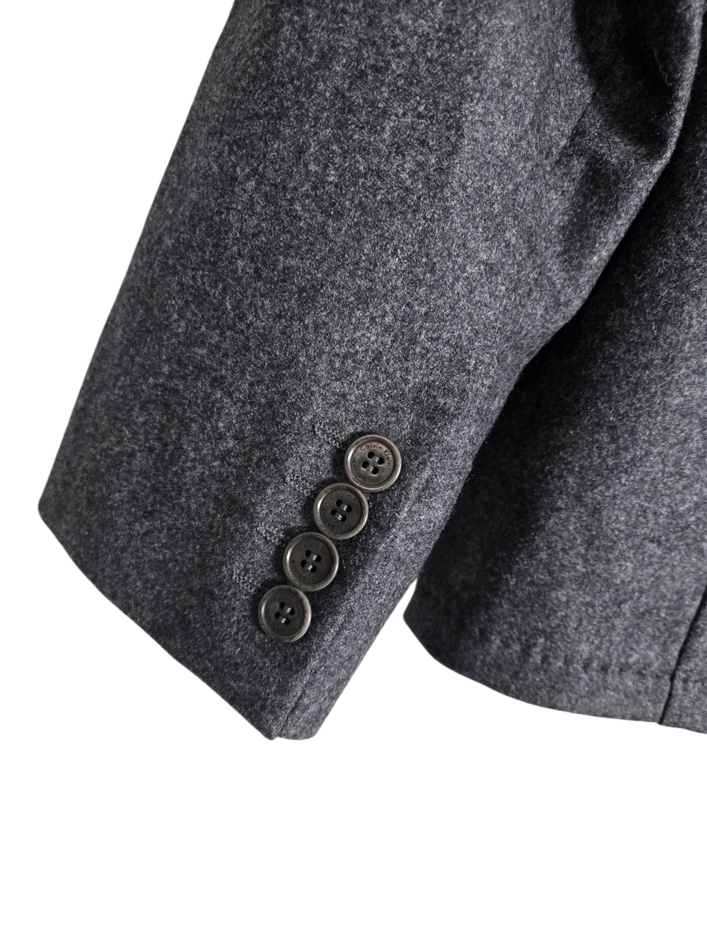 Calvin Klein Charcoal Melange Wool Suit Made in Italy Unfinished Hem 2 Piece 40R - Picture 7 of 15